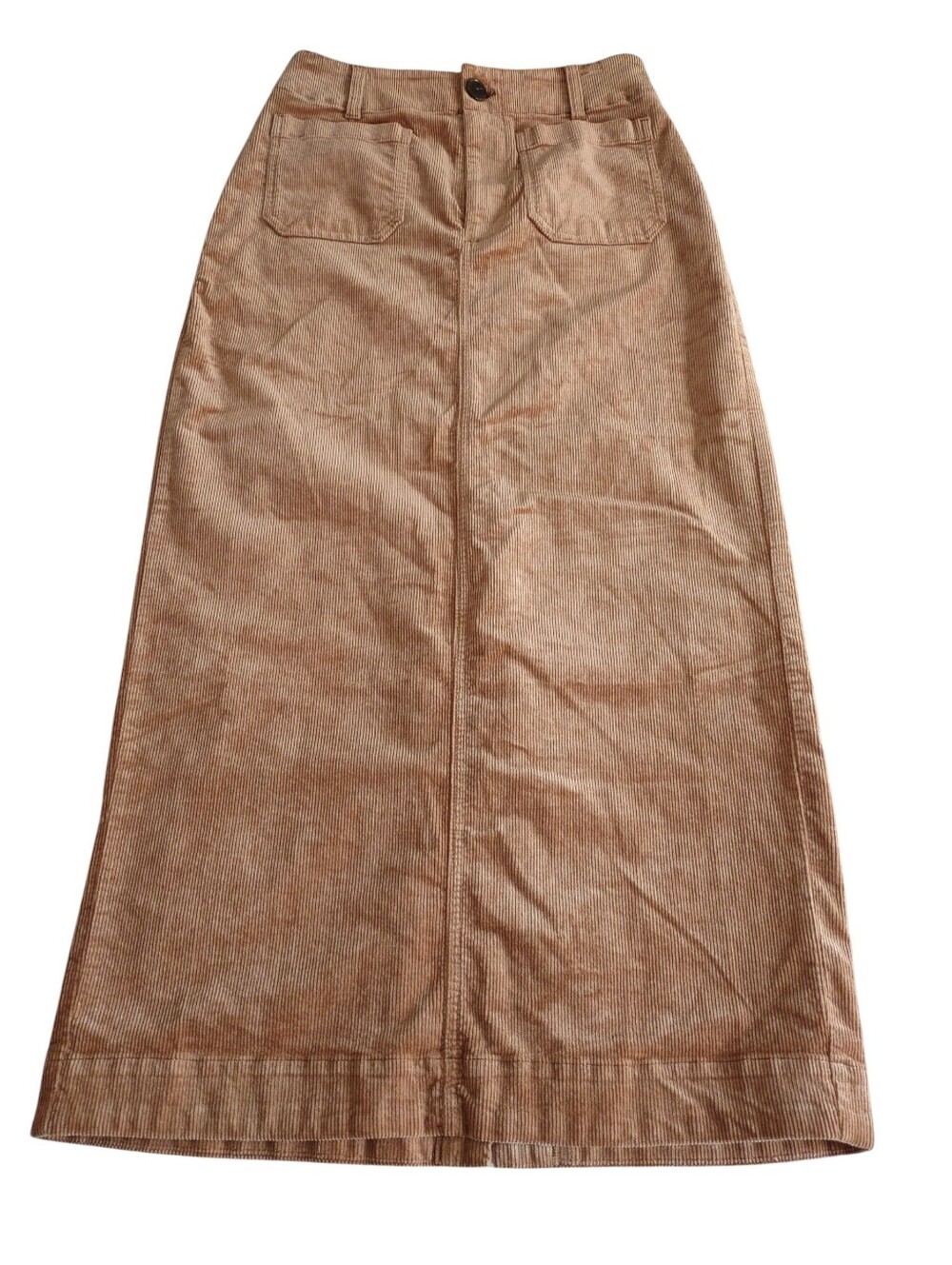 Maeve Medium Tan Camel Corduroy Maxi Modal Blend Skirt